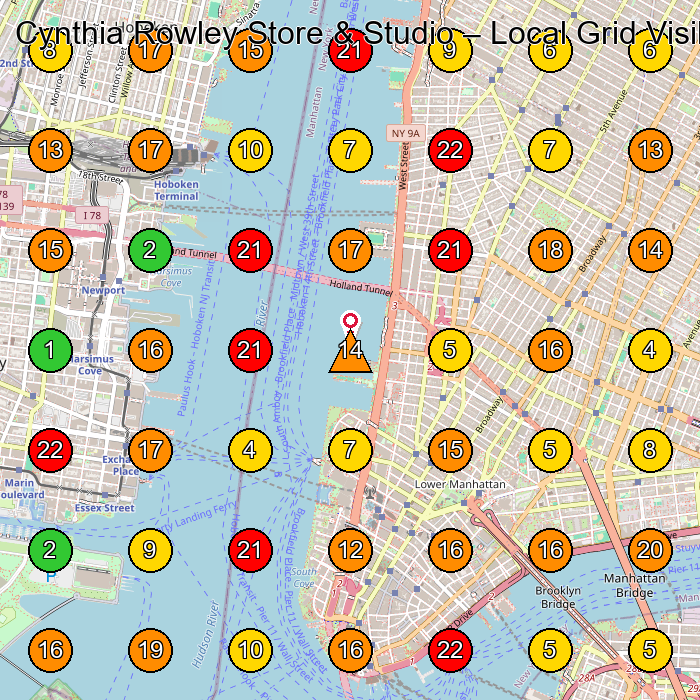 Cynthia Rowley Store & Studio Fashion Designer GeoGrid ranking map for New York NY